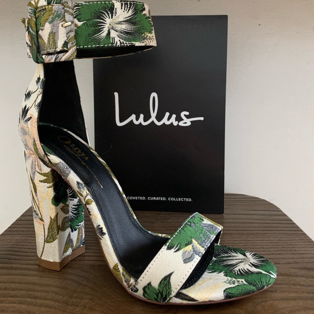 Lulus Floral Ankle Strap Heels
